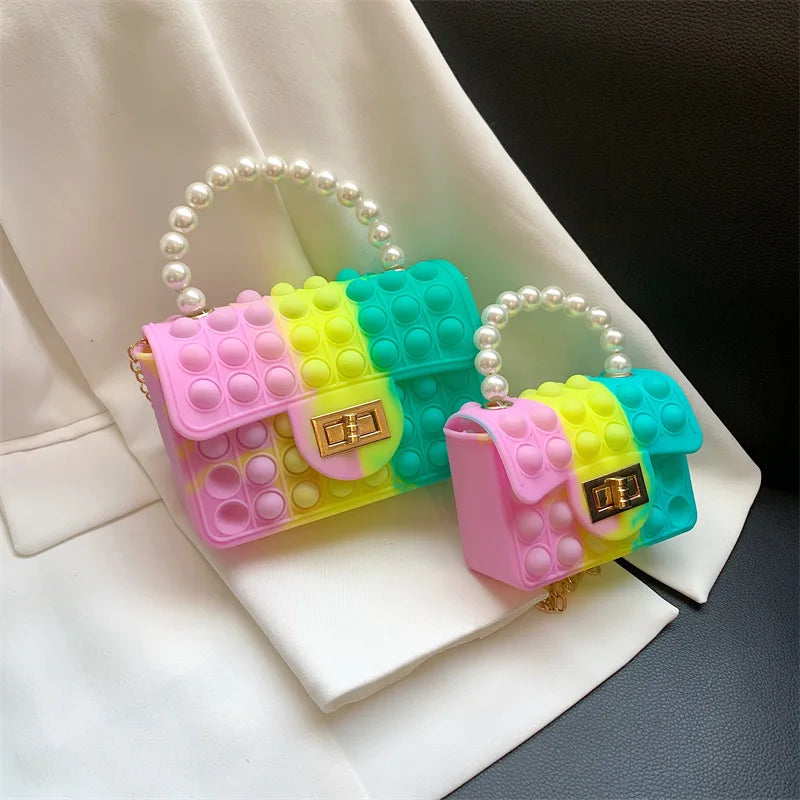 Mini Square Silicone Handbag Chain Messenger Bag Small B305