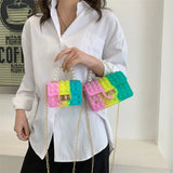 Mini Square Silicone Handbag Chain Messenger Bag Small B305