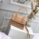 Mini Square PU Leather Women's Handbag Crocodile Chain Shoulder Bag