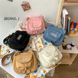 Mini Bear Ears Messenger Bag Small Crossbody Nylon Handbag for Women