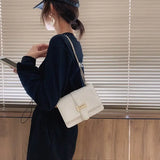 Mini Square Flip Bag PU Leather Women's Handbag Stone Pattern Lock