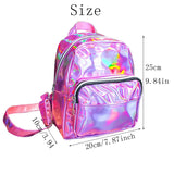 Mini Ladies Leather Hologram Backpack School Silver Small Backpack