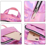 Mini Ladies Leather Hologram Backpack School Silver Small Backpack