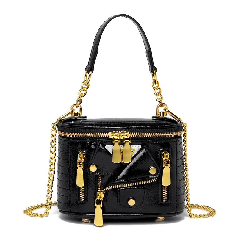 Rivet Motorcycle Mini Tote Bag Crossbody Handbag Chain Shoulder Bag