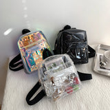 Mini Transparent Backpack PVC School Bag Girls Clear Casual Travel Knapsack