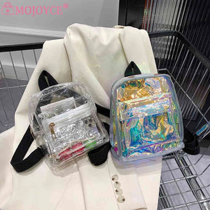 Mini Transparent Women Backpack PVC Girls School Bag Student Bookbags Clear