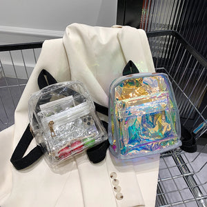 Mini Transparent Women Backpack PVC Girls School Bag Student Clear Casual Travel