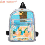 Mini Transparent Women Backpack PVC Kids Girls School Bag