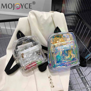 Mini Transparent PVC Women Backpack Kids Girls School Bag