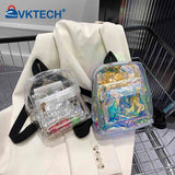 Mini Transparent Women Backpack PVC Kids Girls Clear School Bag