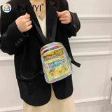 Mini Transparent Women Backpack PVC Clear School Bag Student Bookbags