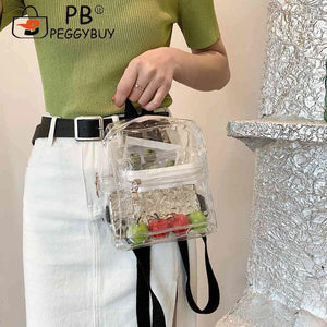 Mini Transparent Women Backpack PVC Kids Girls Clear School Bag