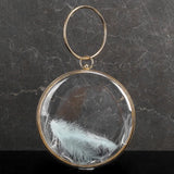 Mini Circular Acrylic Feather Evening Bag Metal Ring Crossbody Chain Handbag