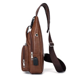 Mini USB Interface Mens Casual Sling Bag Outdoor Travel Pack