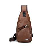 Mini USB Interface Mens Casual Sling Bag Outdoor Travel Pack