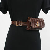 Mini Vintage Crocodile Grain Waist Pack with Coin Bag Fanny Bag