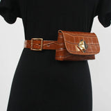 Mini Vintage Crocodile Grain Waist Pack with Coin Bag Fanny Bag