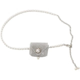 Diamond Pearl Mini Waist Bag Flower Small Chain Lady Belt Bag