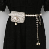 Diamond Pearl Mini Waist Bag Flower Small Chain Lady Belt Bag