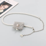 Diamond Pearl Mini Waist Bag Flower Small Chain Lady Belt Bag