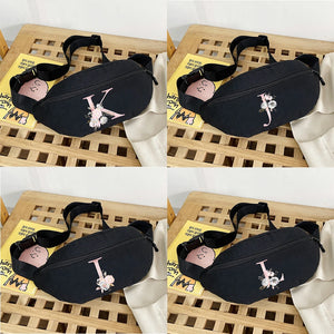 26 Letter Pink Flower Pack Waist Chest Bags Men Women