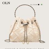 Mini Weave Bucket Bag Personalized Cloth Crossbody Chain Small Green