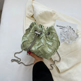 Mini Weave Bucket Bag Personalized Cloth Crossbody Chain Small Green