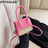 Mini Woman Straw Bag Summer Raffia Woven Handbags and Purses Rattan Beach Bag