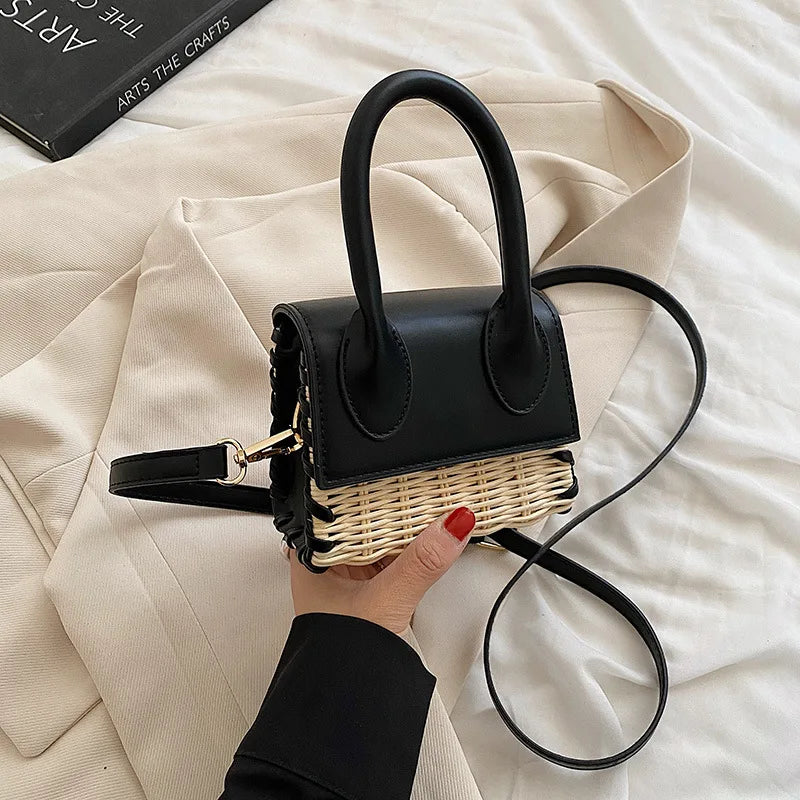 Mini Woman Straw Bag Summer Raffia Woven Handbags and Purses Rattan Beach Bag