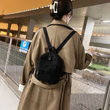 Mini Women Backpack Lamb Wool Plush School Shoulder Bags Travel Rucksack