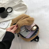 Mini Women Backpack Lamb Wool Plush School Shoulder Bags Travel Rucksack