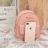 Small Leather Backpack Shoulder Bag Multi-Function for Teenage Girl