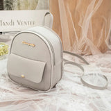 Small Leather Backpack Shoulder Bag Multi-Function for Teenage Girl