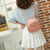 Small Leather Backpack Shoulder Bag Multi-Function for Teenage Girl