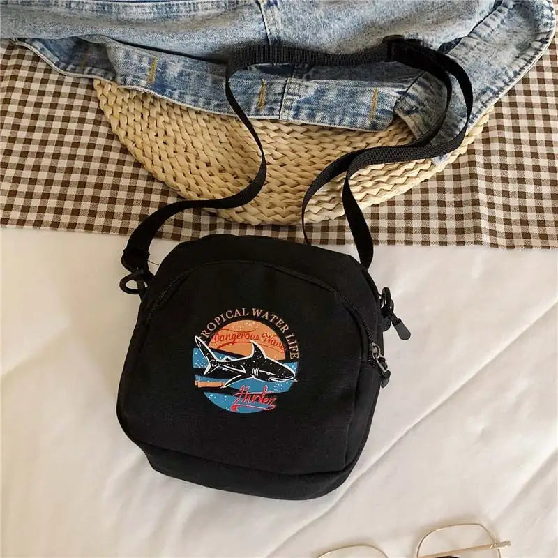 Harajuku Casual Small Crossbody Bag Women Canvas Shoulder Purse