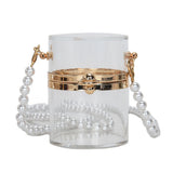 Mini Clear Crossbody Lipstick Bag Pearl Chain Shoulder Purse