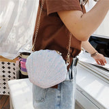 Sequin Shell Shape Evening Bag for Girls Small Crossbody Bag