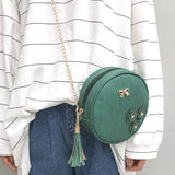 Mini Flower Tassel Shoulder Bag Round Chain Lady Messenger Purse