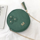 Mini Flower Tassel Shoulder Bag Round Chain Lady Messenger Purse