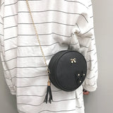 Mini Flower Tassel Shoulder Bag Round Chain Lady Messenger Purse