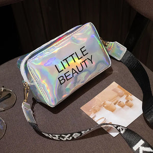 Women Laser Crossbody Bag Messenger Shoulder Bag PVC Jelly Small Tote Messenger