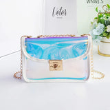 Mini Laser Crossbody Bag PVC Jelly Small Tote Messenger Candy Colors B