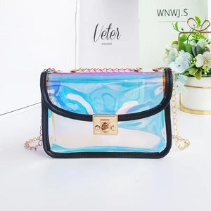 Mini Laser Crossbody Bag PVC Jelly Small Tote Messenger Candy Colors B