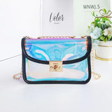 Mini Laser Crossbody Bag PVC Jelly Small Tote Messenger Candy Colors B