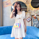 Mini Laser Crossbody Bag PVC Jelly Small Tote Messenger Candy Colors B