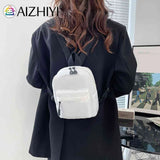 Mini Nylon Zipper Backpack School Shoulder Handbag for Female
