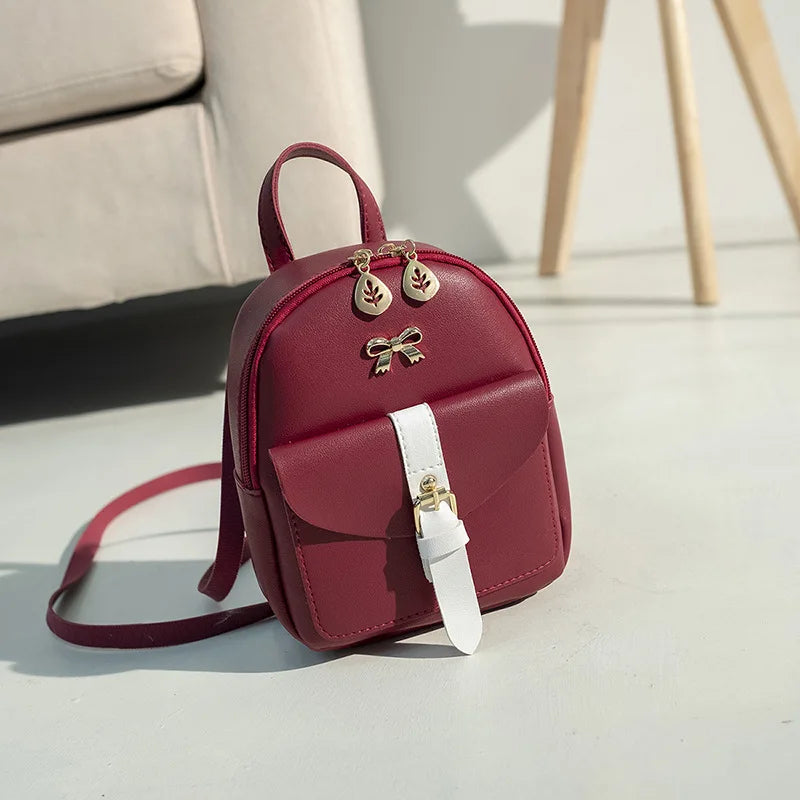 Mini PU Leather Women's Backpack Small School Backpacks