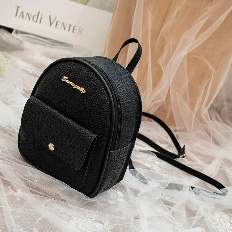 Mini Women's Backpack PU Leather Small School Bags