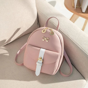 Mini PU Leather Women's Backpack Small School Backpacks