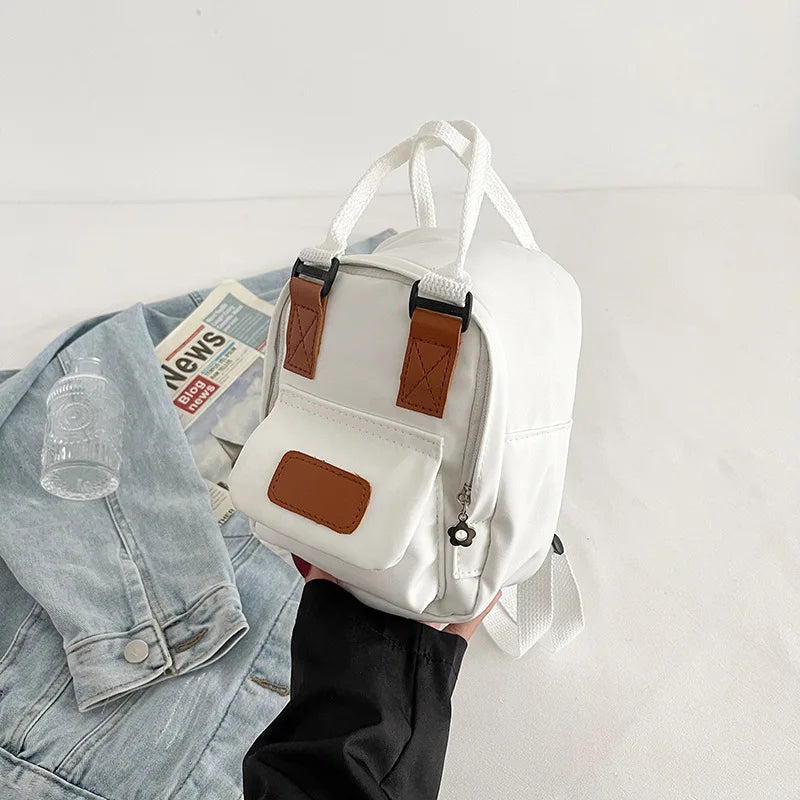 Mini Canvas Women's Backpack Small School Bag for Teen Girls